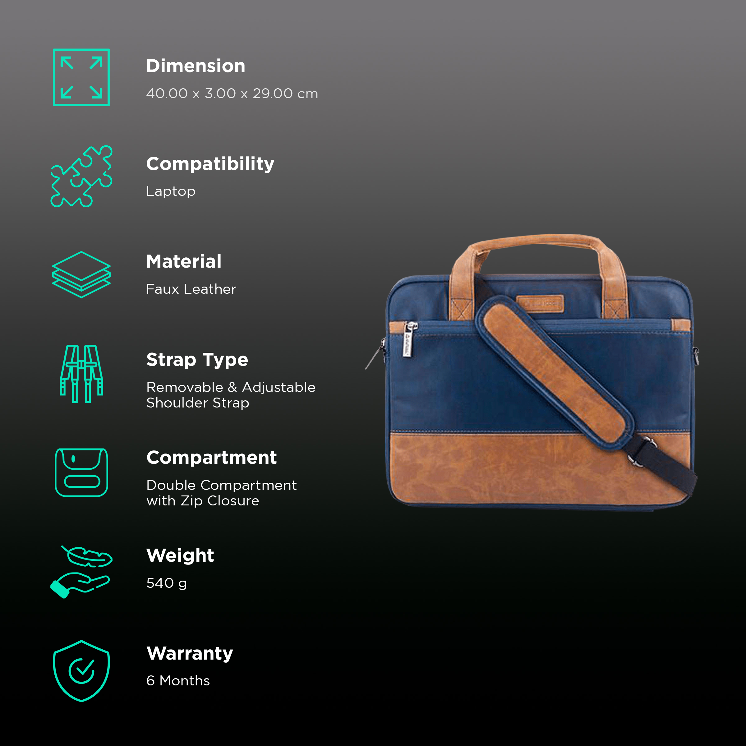 Buy Stuffcool Lush Faux Leather Laptop Sling Bag for 14 Inch Laptop Detachable Adjustable Shoulder Strap Blue Brown Online Croma